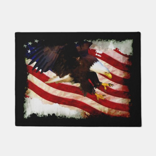 Patriotic US Flag  Bald Eagle Doormat