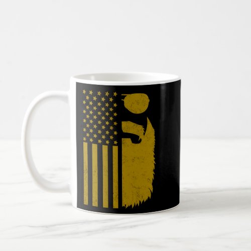 Patriotic US Flag Beard And Sunglasses For Men Wit Coffee Mug
