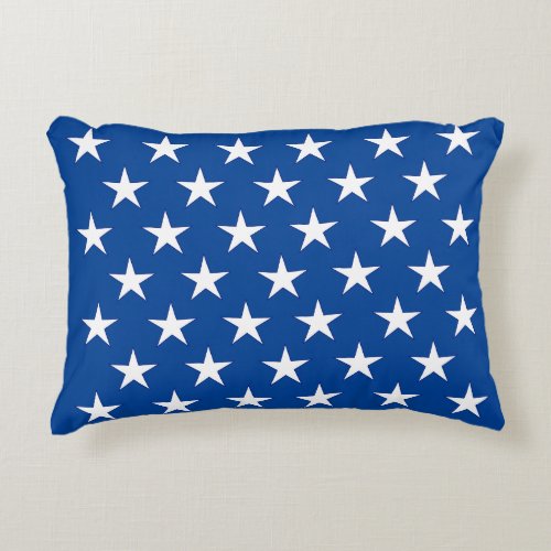 Patriotic US Flag Blue White Stars Accent Pillow