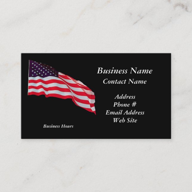 Patriotic US Flag Business Cards (Front)