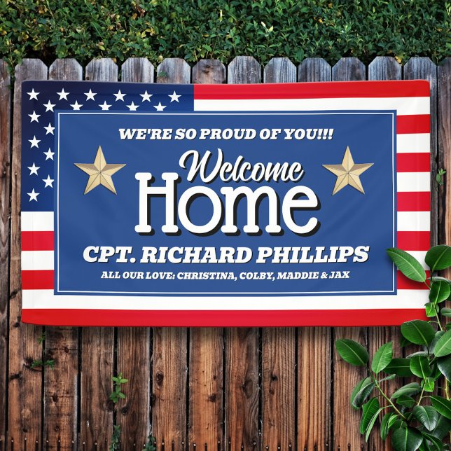 Patriotic US Flag Custom Military Welcome Home Banner (Creator Uploaded)