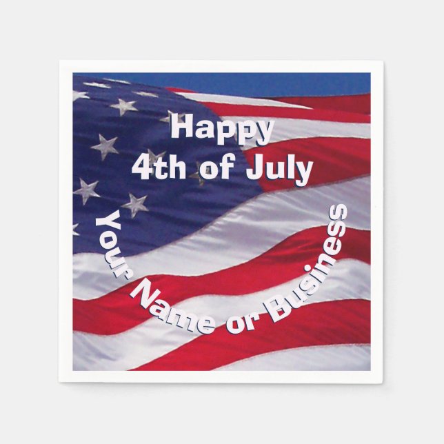 Patriotic US Flag Custom Paper Napkins (Front)