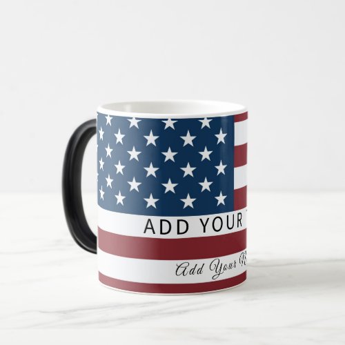 Patriotic US Flag Custom Text Name Color Morph Mug