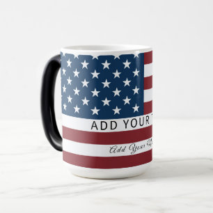 Patriotic US Flag Custom Text Name Color Morph Mug