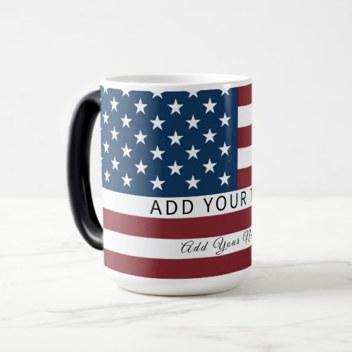 Patriotic US Flag Custom Text Name Color Morph Mug