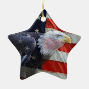 Patriotic US Flag Eagle Ornament