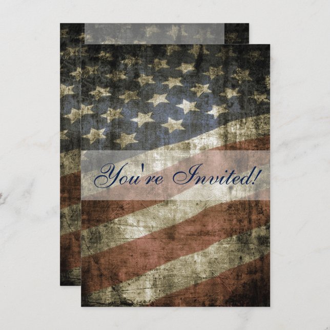Patriotic US Flag Family Reunion Invitation (Front/Back)