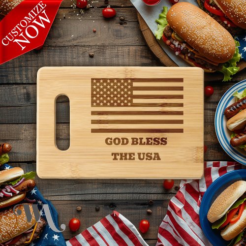 Patriotic US Flag _ God Bless the USA  Cutting Board