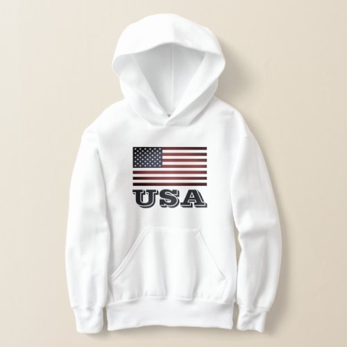 Patriotic US flag kids pullover hoodie with pocket