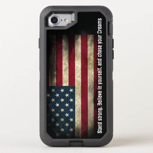 Patriotic US Flag on a black background OtterBox Defender iPhone SE87 Case