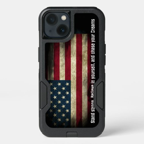 Patriotic US Flag on a black background iPhone 13 Case