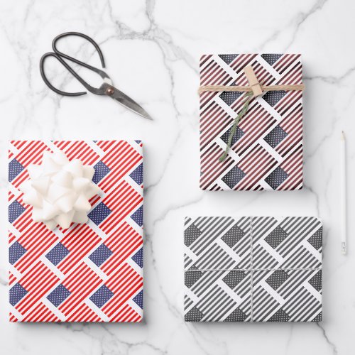 Patriotic US flag pattern wrapping paper sheets