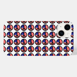 Patriotic US Flag Peace Sign Dots Case-Mate iPhone 14 Case