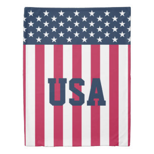 Patriotic US Flag Red White Blue Duvet Cover