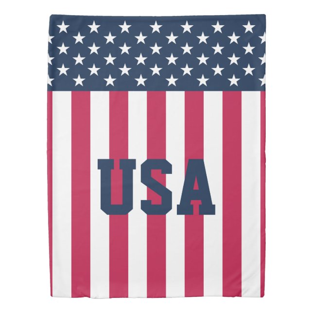 Patriotic US Flag Red White Blue Duvet Cover (Front)