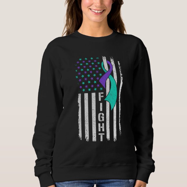 Patriotic US Flag Suicide Prevention Awareness Fig Sweatshirt (Front)