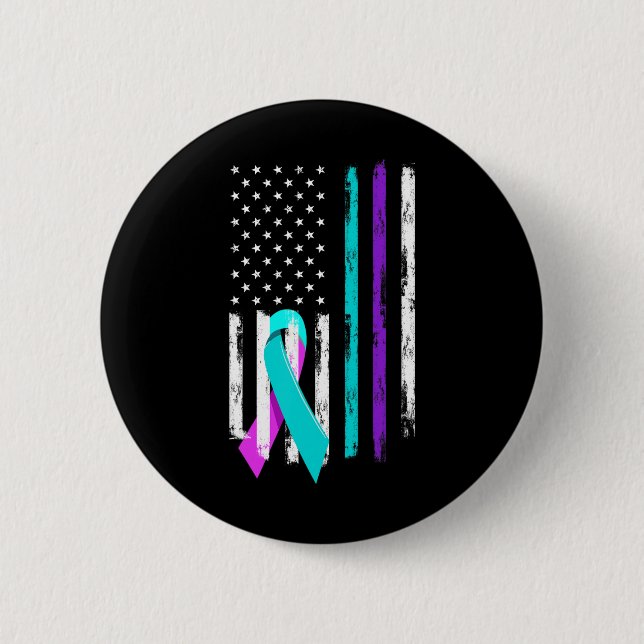 Patriotic Us Flag Support Suicide Prevention Aware Button (Front)