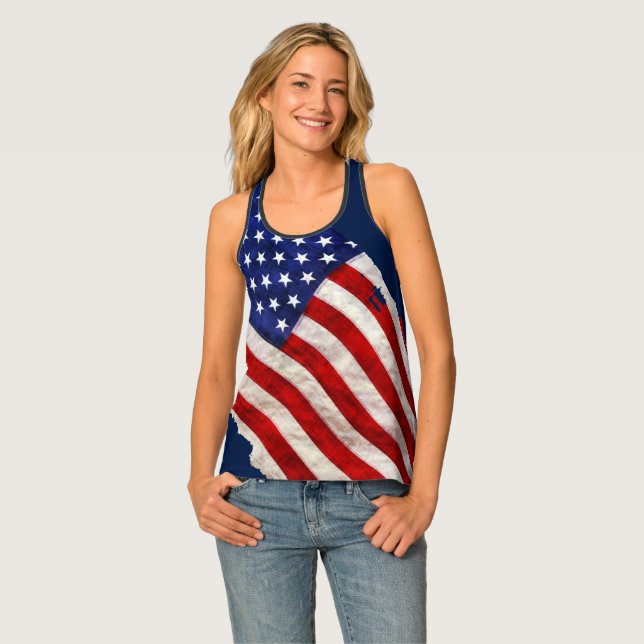 Patriotic US Flag Tank Top (Front Full)