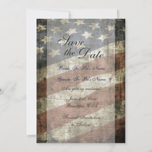 Patriotic US Flag Vintage Wedding Save the Date Invitation