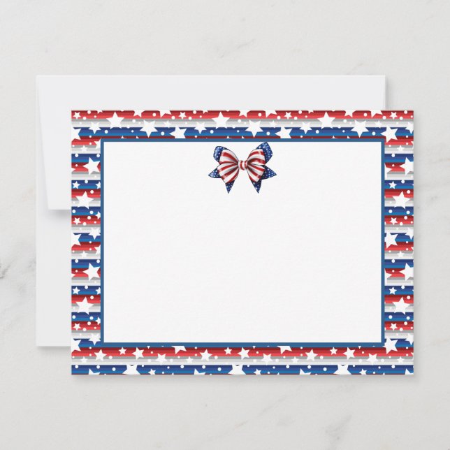 Patriotic US Semiquincentennial Coquette Bow Note Card (Front)