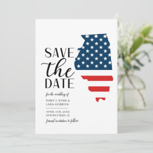 Patriotic US State Illinois Destination Wedding Save The Date