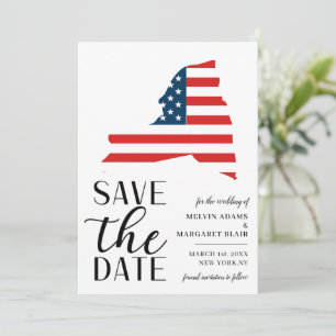 Patriotic US State of New York Destination Wedding Save The Date
