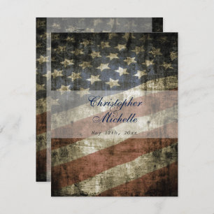 Patriotic US Vintage American Flag Wedding Invitation