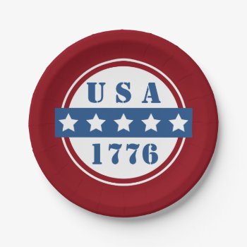 Patriotic Usa 1776 Red White Blue Stars Plates by shotwellphoto at Zazzle