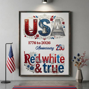 Patriotic USA 250 Anniversary American Antique Poster