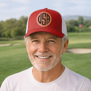 Patriotic USA 4th of July  Leather Patch Hat