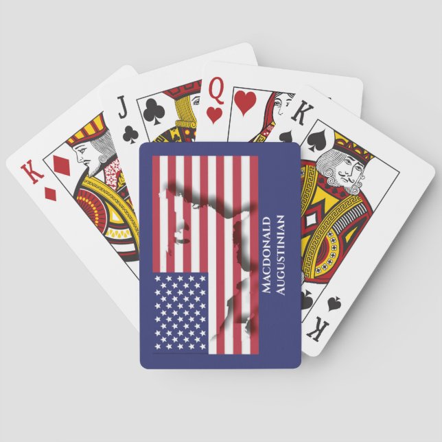 Patriotic USA AMERICA FLAG MAP Personalized Poker Cards (Back)
