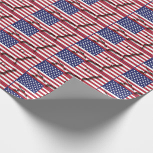 Patriotic USA America Flag Map Wrapping Paper