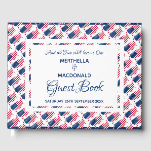 Patriotic USA AMERICA MAP Custom Scripture Wedding Guest Book