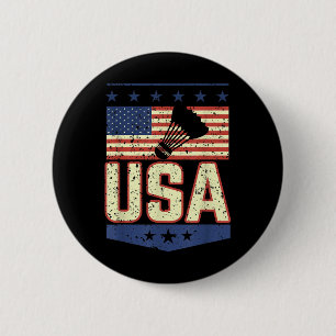 Patriotic Usa American Flag Badminton Player - Bir Button