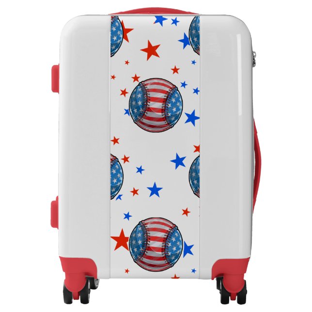Patriotic USA American Flag Baseball Balls & Stars Luggage (Front)