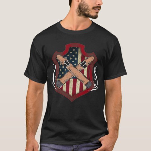 Patriotic USA American Flag Cigar Smokers T_Shirt