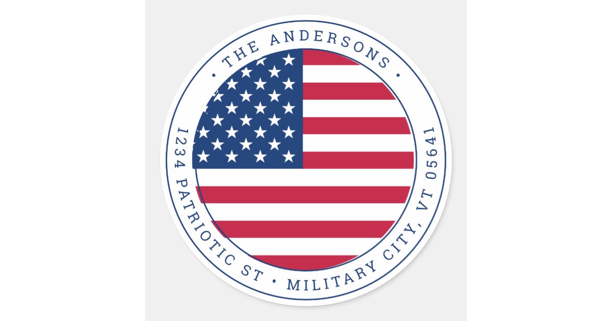 Patriotic USA American Flag Circle Return Address Classic ...