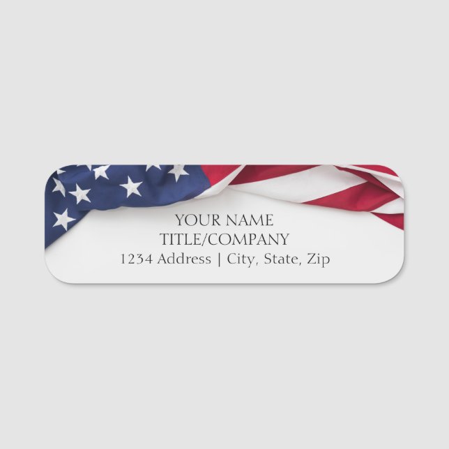 Patriotic USA American Flag Company Name Name Tag (Front)