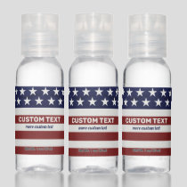 Patriotic USA American Flag Custom Text Hand Sanitizer
