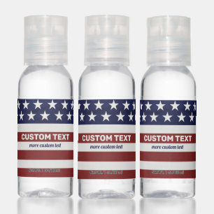 Patriotic USA American Flag Custom Text Hand Sanitizer
