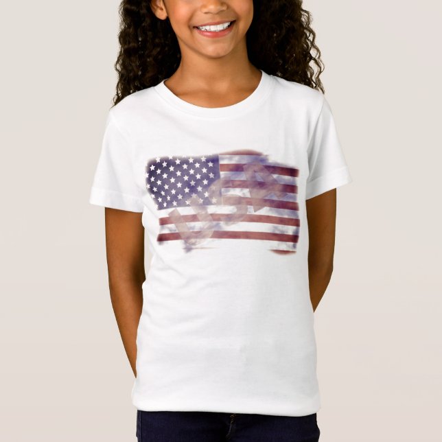 Patriotic USA American Flag Girls T-Shirt (Front)