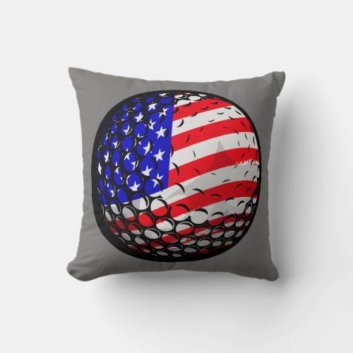 Patriotic USA American Flag Golf 4th of July Throw Pillow
