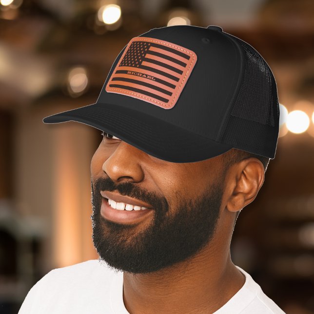 Patriotic USA American Flag Leather Patch Hat Cap (Patriotic USA American Flag Leather Patch Hat Cap)