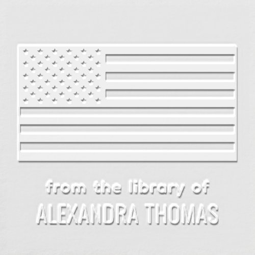 Patriotic USA American Flag Library Book Name Embosser