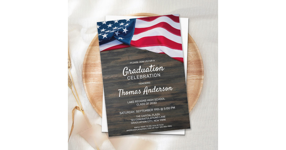 Patriotic Usa American Flag Military Graduation Invitation | Zazzle