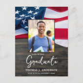 Patriotic USA American Flag Military Graduation Invitation Postcard (Front)