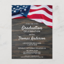 Patriotic Usa American Flag Military Graduation Invitation Postcard ...
