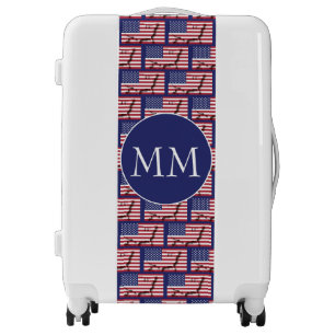 Patriotic USA American Flag Monogram Luggage