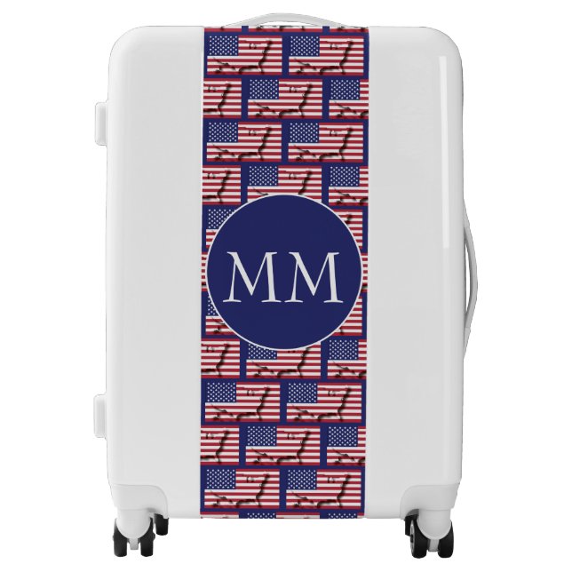 Patriotic USA American Flag Monogram Luggage (Front)