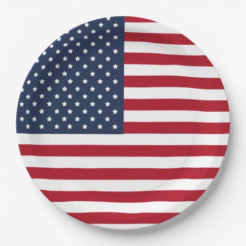 Patriotic USA American Flag Paper Plates